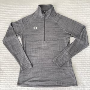 New Under Armour Loose Fit Textured Half Zip Activewear Top in Gray Size M